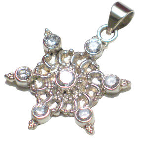 Unique Crystal Snowflake Sterling Silver Pendant
